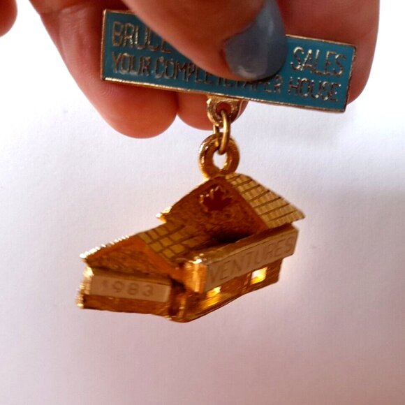 Vintage Bruce Edmeades Sales Lapel Pins Lot of 2 Paper House Advertising Promo - Picture 2 of 6